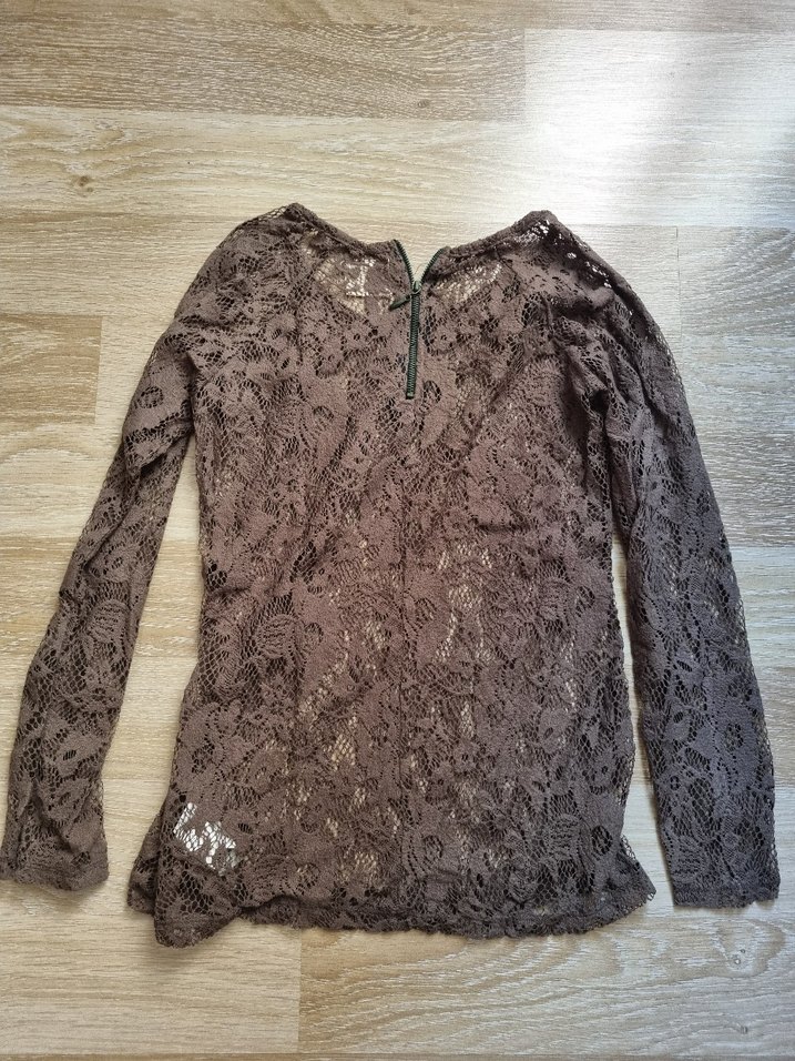 Zara Haki Renk Transparan Bluz - Görsel 5