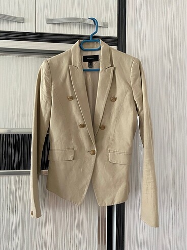 S beden, bej renk, mango marka, keten blazer ceket
