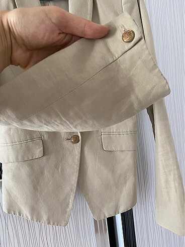 Mango S beden, bej renk, mango marka, keten blazer ceket