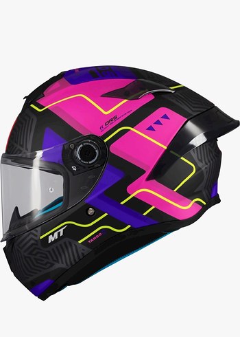 Renkli Avant-Garde Desenli Motosiklet Kaskı - Görsel 2