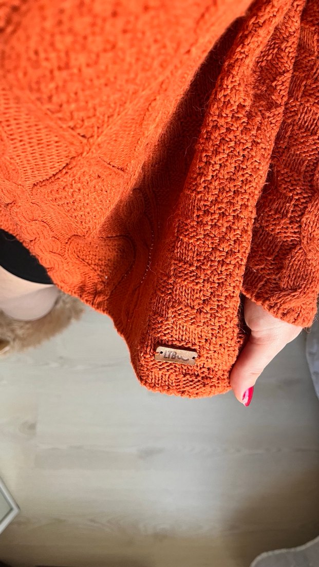 Turuncu Örgü Kadın Triko Kazak - Görsel 4