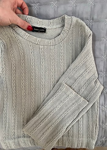 Gri Midi Fitilli Kadın Triko - Görsel 3