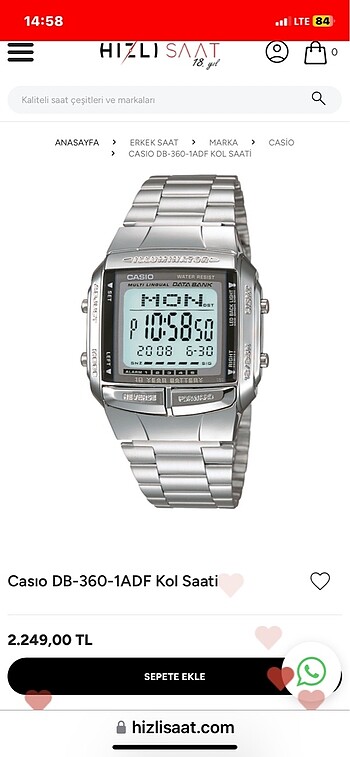 Casio Db-360 tertemiz saat
