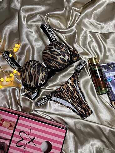 Leopar victoria secret sütyen takım