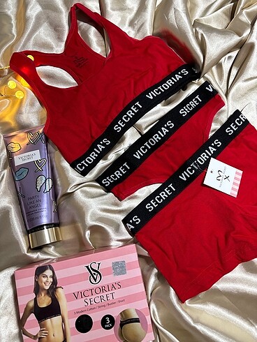 Victoria secret büstiyer takım kırmızı