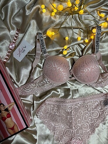 Pudra dantel victoria secret sütyen takım