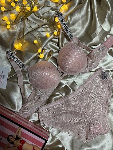 m Beden pembe Renk Pudra dantel victoria secret sütyen takım