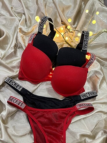 Simli victoria secret sütyen takım