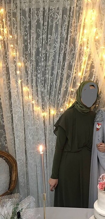 l Beden haki Renk Haki Tül Tesettür Abiye