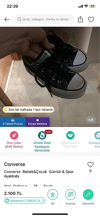 28 Beden siyah Renk Converse