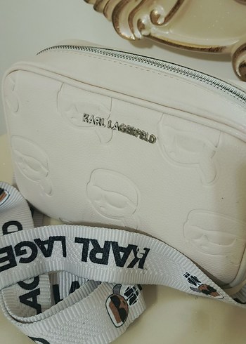 Karl Lagerfeld Beyaz Deri Kadın Çapraz Çanta - Görsel 2