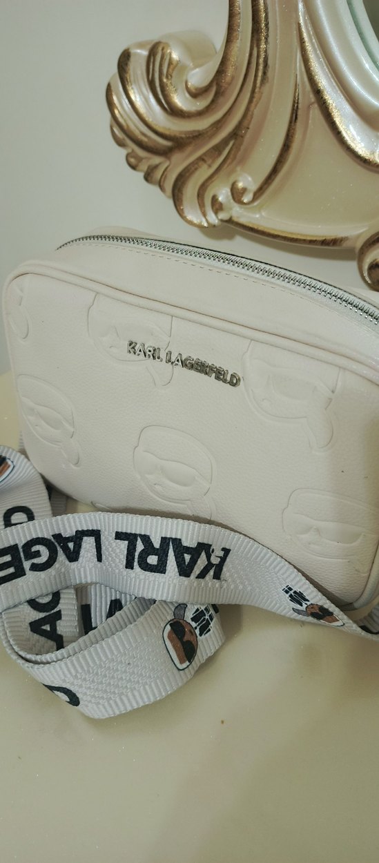 Karl Lagerfeld Beyaz Deri Kadın Çapraz Çanta - Görsel 2