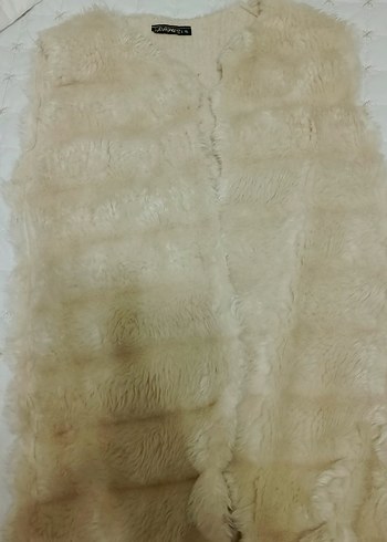 Bej Uzun Kürk Detaylı Kadın Yelek - Görsel 2