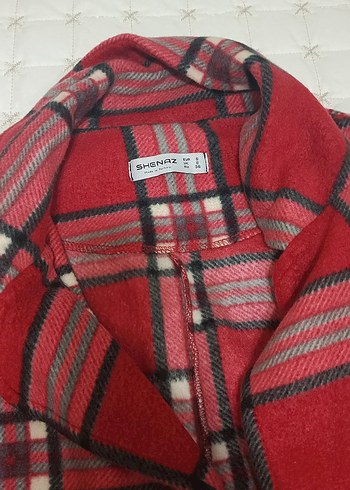 Kırmızı Ekose Desenli Kadın Midi Kaban - Görsel 3