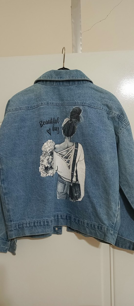 Kadın Mavi Düğmeli Kot Ceket - Görsel 2