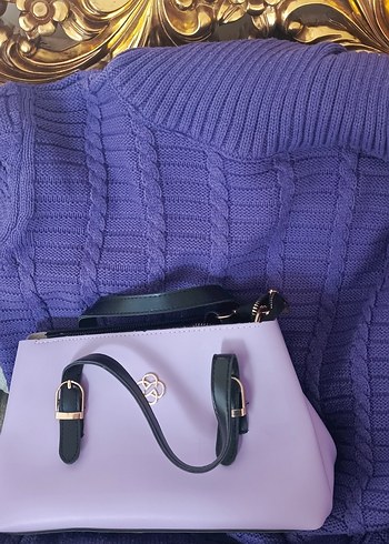 Mor Örgü Kadın Triko Kazak - Görsel 2