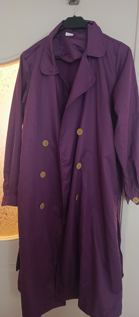 Mor Kadın Uzun Düğmeli Trençkot - Görsel 3
