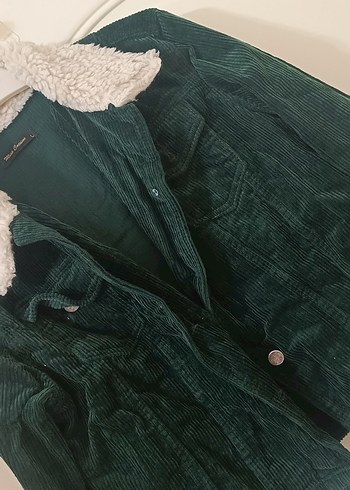 Düğmeli Kadın Yeşil Süet Ceket - Görsel 2