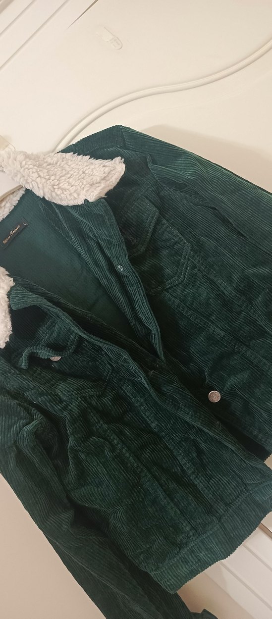 Düğmeli Kadın Yeşil Süet Ceket - Görsel 2