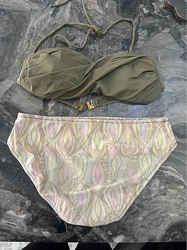 Topshop Drapeli straplez bikini takımı