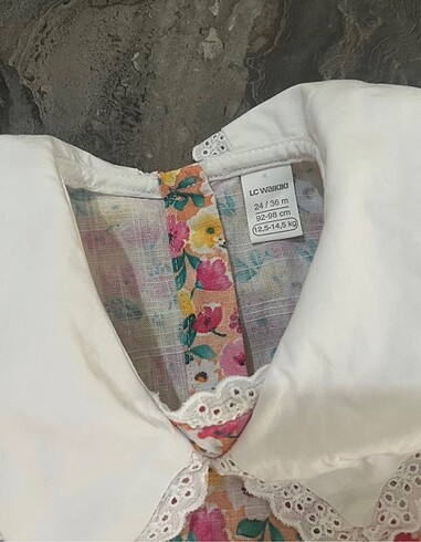24-36 Ay Beden Dantel yaka çiçekli elbise