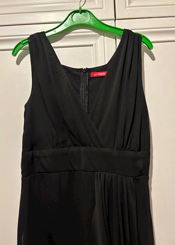 Siyah Drapeli Midi V Yaka Kadın Elbise - Görsel 2