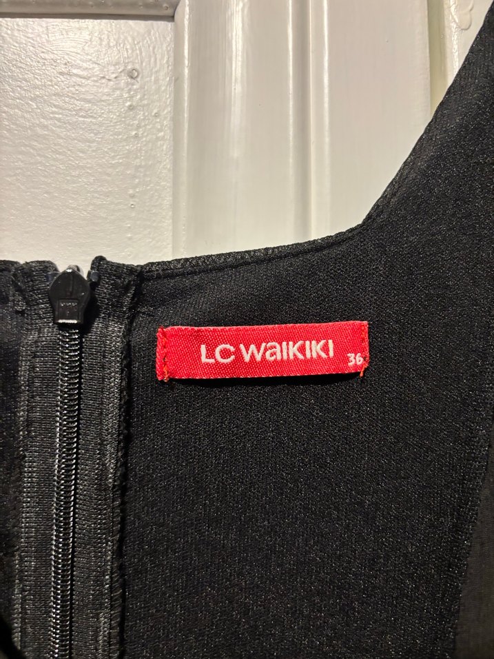 Siyah Drapeli Midi V Yaka Kadın Elbise - Görsel 3