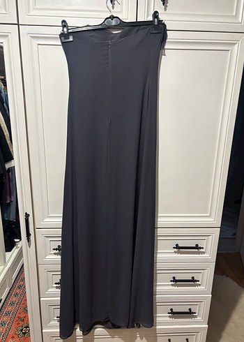 Siyah Straplez Uzun Drapeli Kadın Elbise - Görsel 3