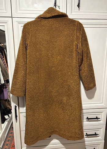 Kahverengi Kadın Midi Boy Kürklü Kaban - Görsel 2