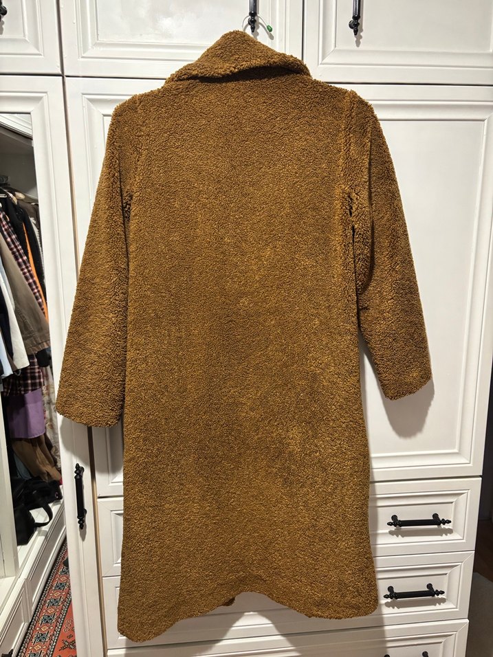 Kahverengi Kadın Midi Boy Kürklü Kaban - Görsel 2