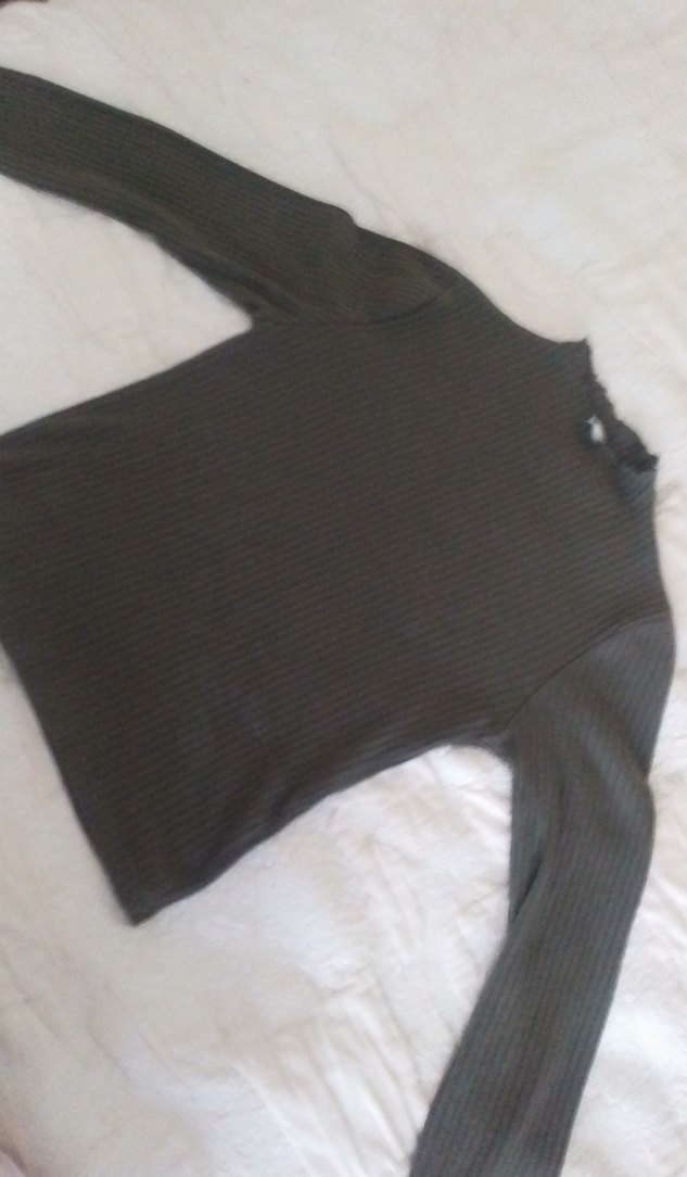 Gri Kadın Boğazlı Fitilli Triko Kazak - Görsel 2