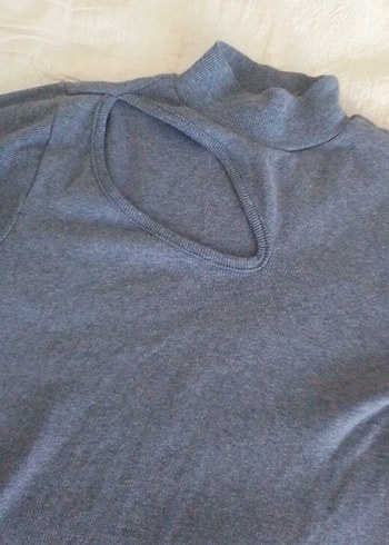 Gri Yüksek Yakalı Triko Kadın Kazak - Görsel 3