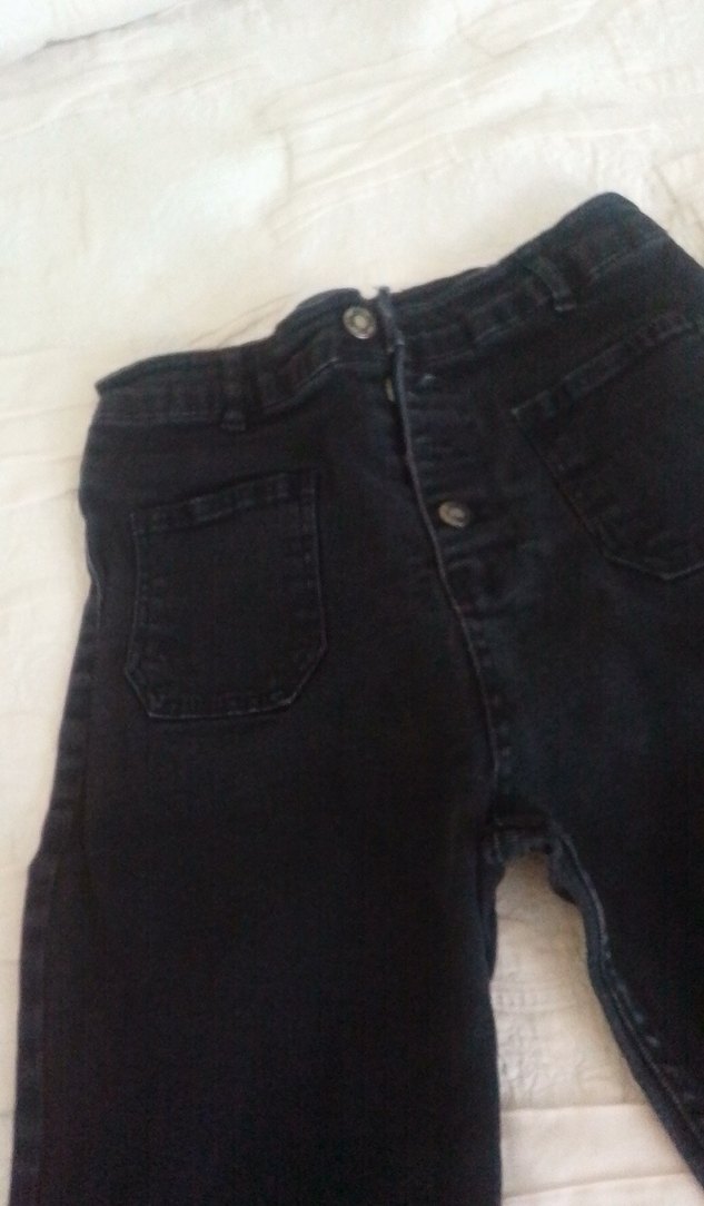 Düğmeli Siyah Kadın Jean Pantolon - Görsel 4