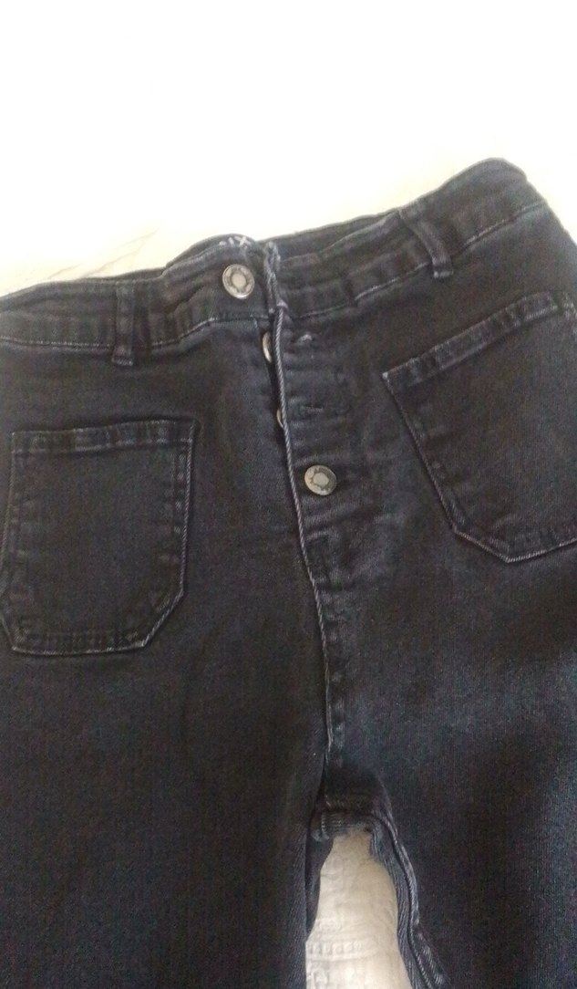 Düğmeli Siyah Kadın Jean Pantolon - Görsel 3