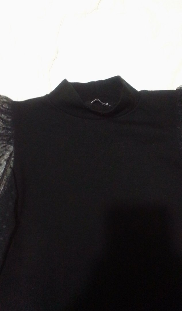 Siyah Örgü Detaylı Uzun Kollu Balıkçı Yaka Bluz - Görsel 2