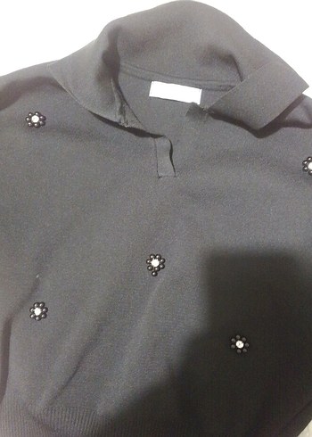 Düğmeli Siyah Uzun Kollu Kadın Kazak - Görsel 3