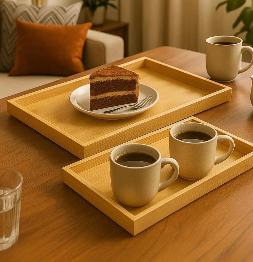 Mutfakçım 2'li Bambu Ahşap Tepsi - Görsel 2