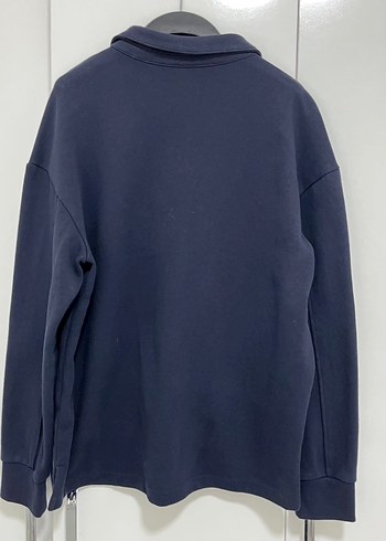 H&M M Lacivert Polo Yaka Erkek Sweatshirt - Görsel 2