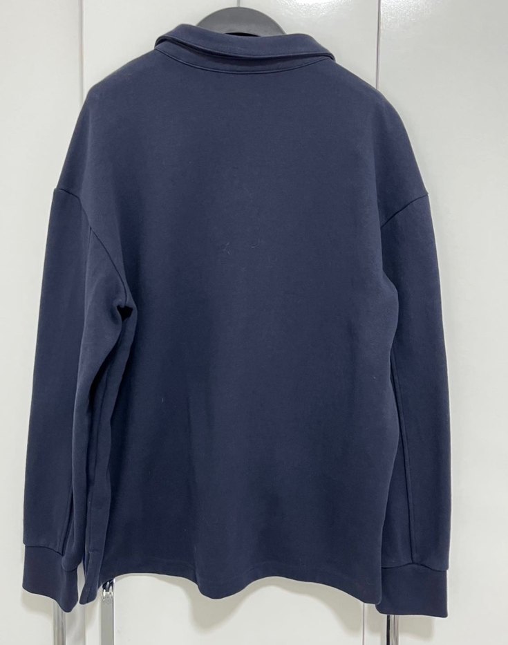 H&M M Lacivert Polo Yaka Erkek Sweatshirt - Görsel 4