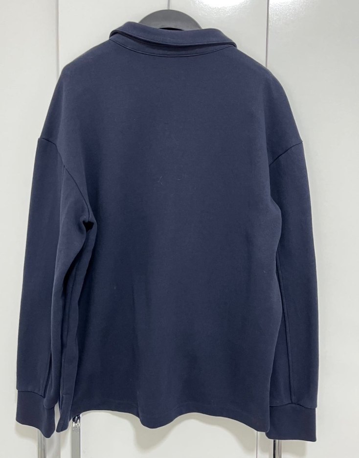 H&M M Lacivert Polo Yaka Erkek Sweatshirt - Görsel 2