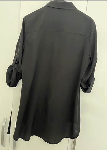 Düğmeli Siyah Uzun Kollu Kadın Gömlek - Görsel 3
