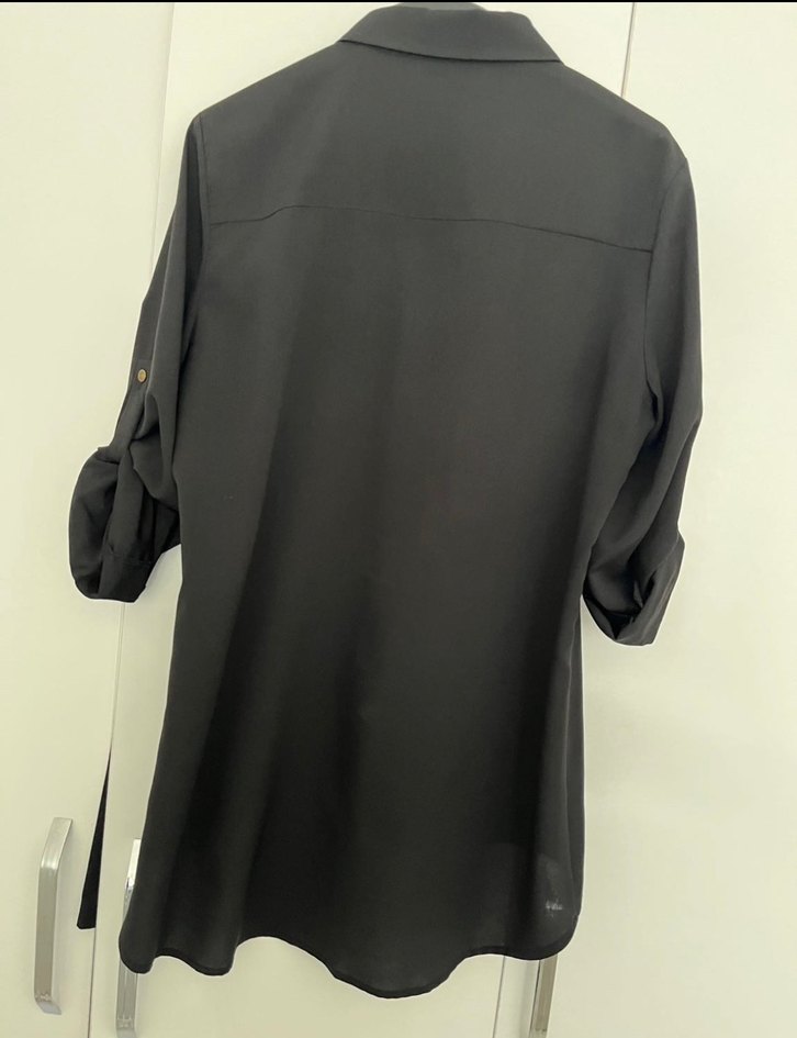 Düğmeli Siyah Uzun Kollu Kadın Gömlek - Görsel 3