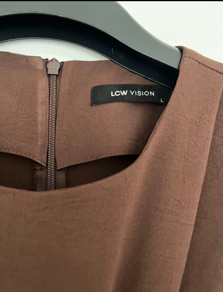 Lcw Kahverengi Kemerli Uzun Kadın Elbise - Görsel 3