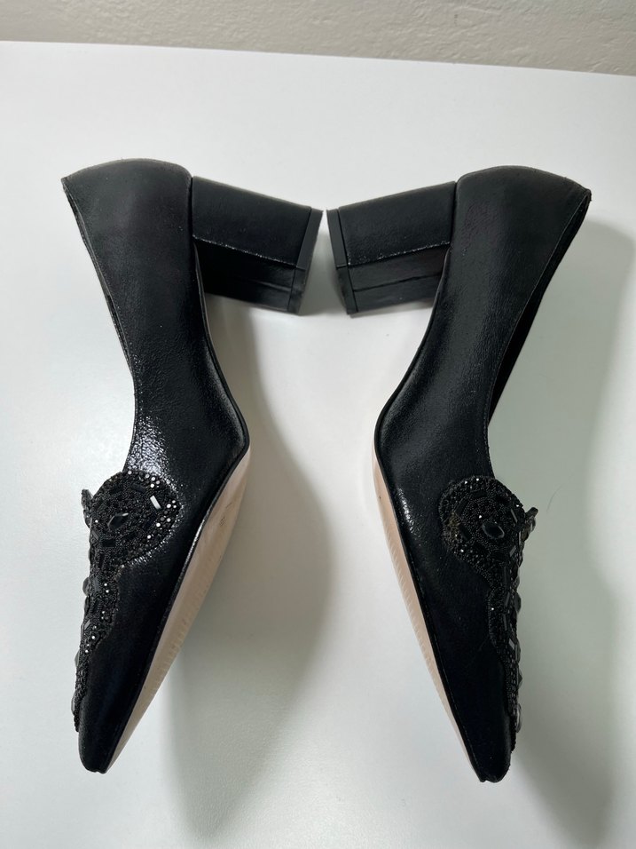 Marjin 39 Numara Siyah Yılan Desenli Payetli Topuklu Ayakkabı - Görsel 2