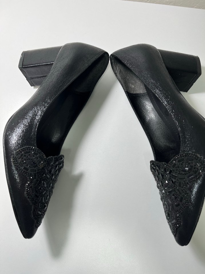Marjin 39 Numara Siyah Yılan Desenli Payetli Topuklu Ayakkabı - Görsel 3