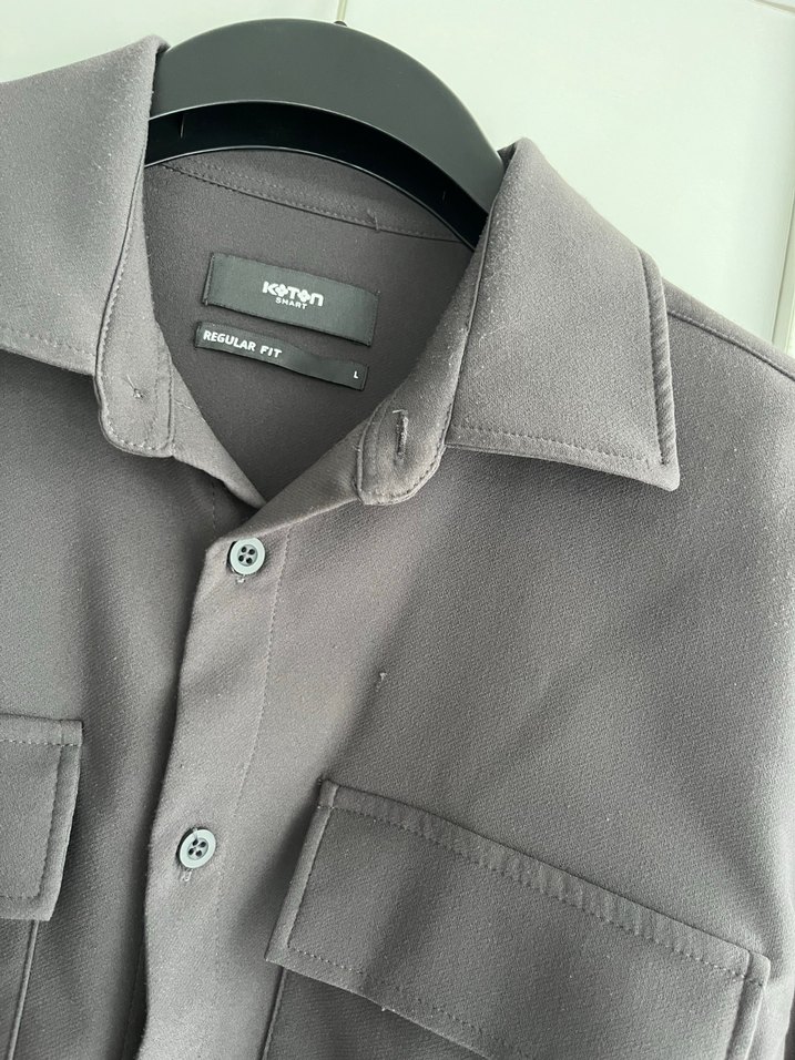 Koton Erkek Gri Düğmeli Erkek Ofis Gömleği - Görsel 2