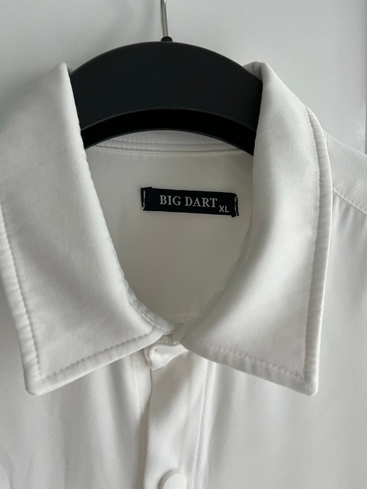 Erkek XL Düğmeli Beyaz  Gömlek Ceket - Görsel 2