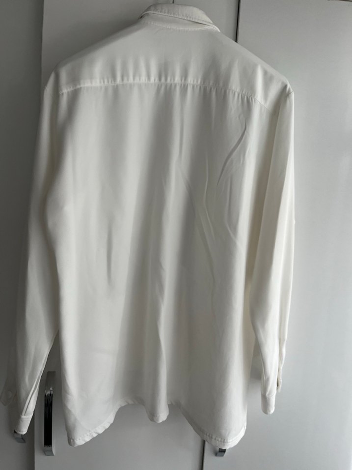 Erkek XL Düğmeli Beyaz  Gömlek Ceket - Görsel 3