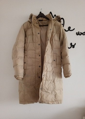 Diğer Bej Kadın Midi Mont, Kürklü, Sokak Stili