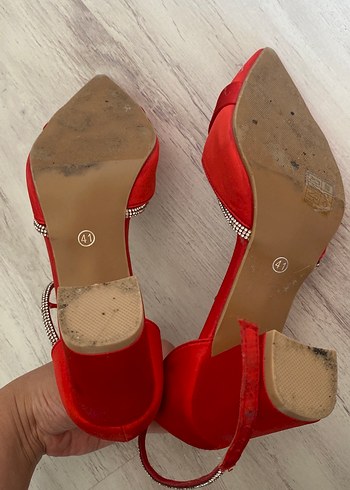 Abiye Kırmızı Tokalı Kadın Yüksek Topuklu Abiye Ayakkabı